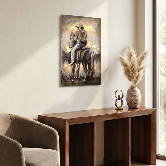 Empire Art Direct 16" x 24" Cowboy Mixed Media Iron Hand Painted Dimensional Wall Sculpture